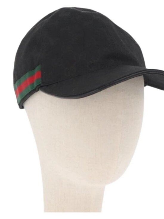 GUCCI Web Sherry Line GG Canvas Baseball Cap L Black 200035 204891 Auth ki6381 main image 8